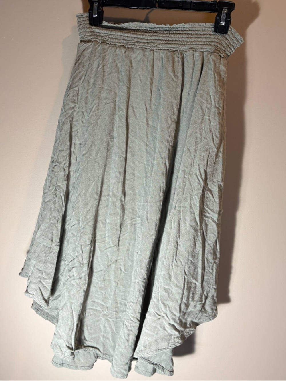 Love Tree Sage High-Low Smocked Waist Skirt